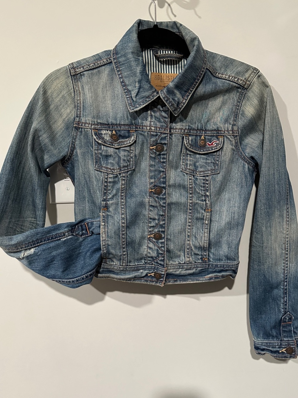 Hollister Faded Denim Button-Up Jacket - Light Blue